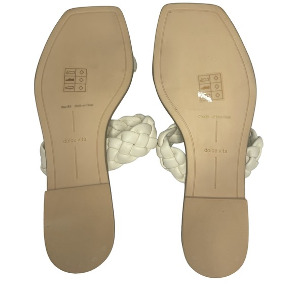 Dolce Vita Indy Off White Stella Slip-on Open Square Toe Woven Straps Sandals - Picture 2 of 3